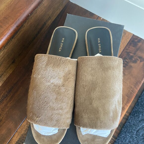 Via Spiga Heather Calf Hair Slide Sandals 7 - Picture 6 of 7